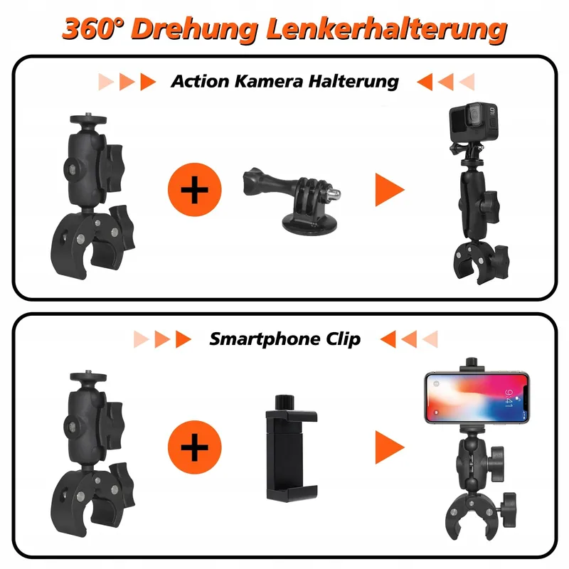 ZAKVOP Actiecamerahouder Motor Fiets 360° GoPro DJI Insta360 — foto 2