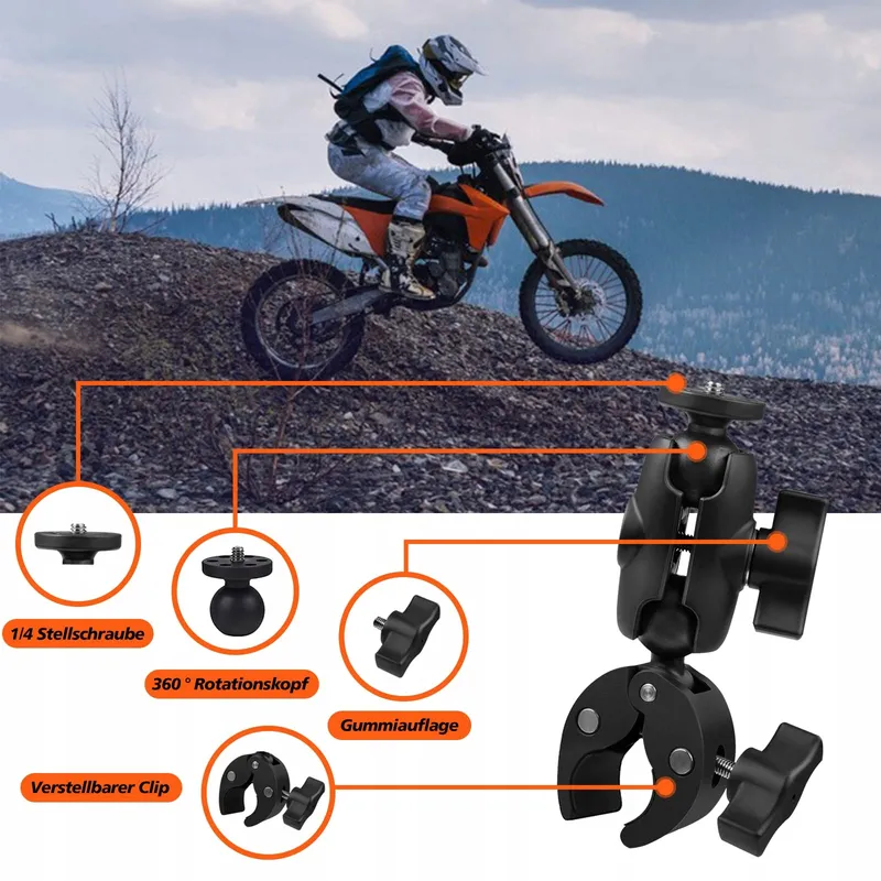 ZAKVOP Actiecamerahouder Motor Fiets 360° GoPro DJI Insta360 — foto 4