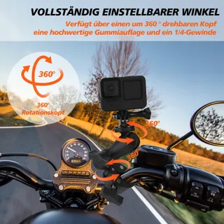 ZAKVOP Actiecamerahouder Motor Fiets 360° GoPro DJI Insta360 — miniatuur 3