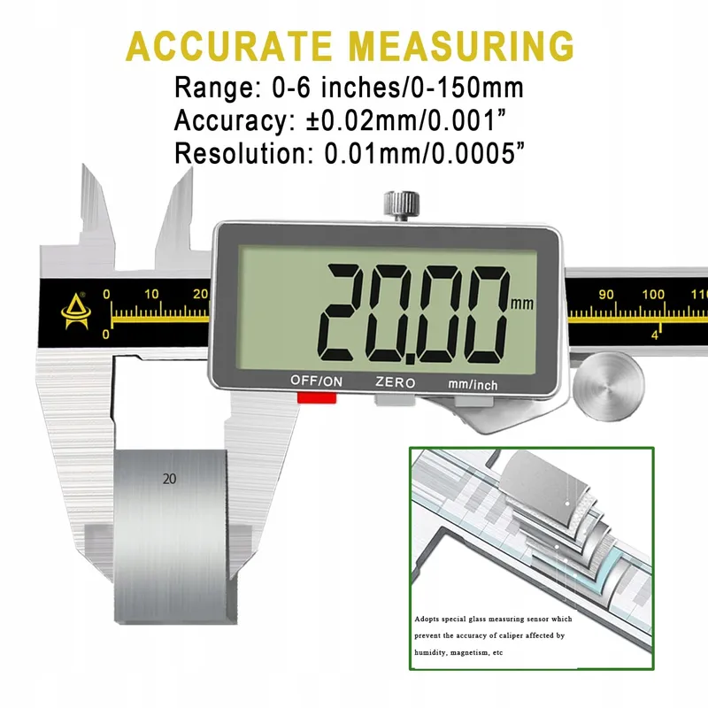 ACEMETER Digitale Schuifmaat 0-6" LCD Metaal Ingenieur — foto 2