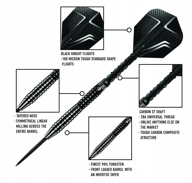 HARROWS Black Knight Dartset 90% Wolfraam 22g 23g 24g 25g — foto 5