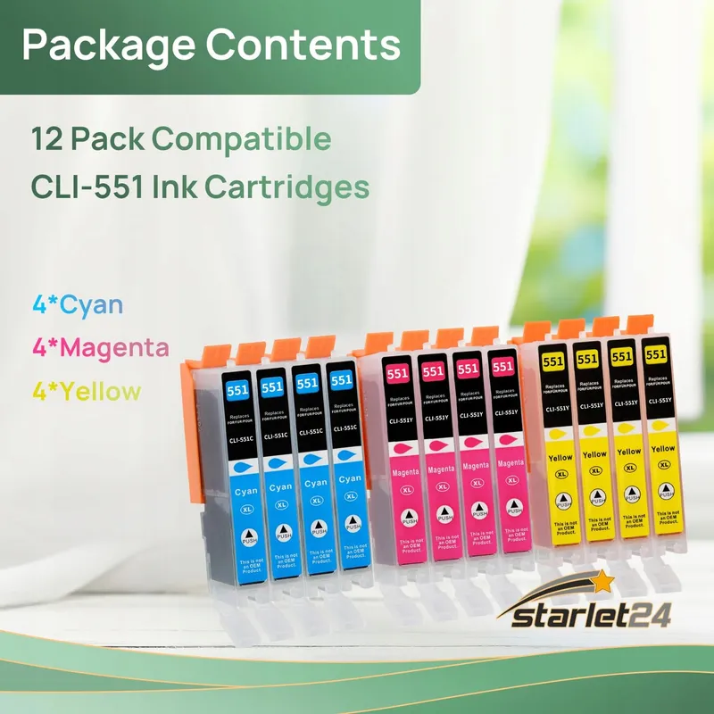 STARLET24 12x 551XL Cartridges Canon PIXMA MG iP MX — foto 2