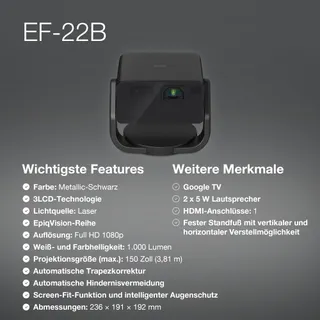 EPSON EpiqVision EF22B Mini Projector Full HD 3LCD 1000 Lumen Bluetooth — miniatuur 7