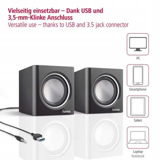 HAMA Sonic Mobil 185 Notebookluidspreker 3W Zwart Zilver — miniatuur 4