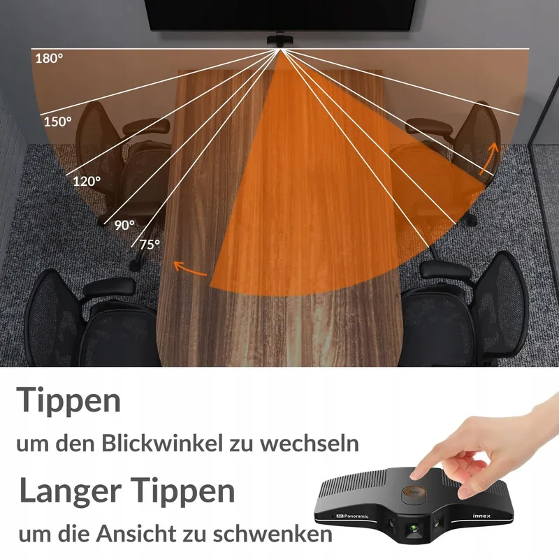 INNEX C831 Webcam 4K 180° Panorama Microfoon Windows Mac — foto 3
