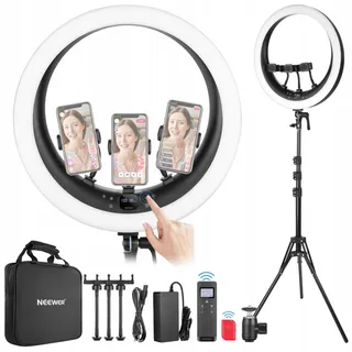 NEEWER 19 Inch Ringlicht Statief 3 Telefoonhouders 3200K-5600K — miniatuur 1