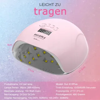 NAILGIRLS UV LED Lamp 150W Voor Gelnagels Sensor LCD — miniatuur 2