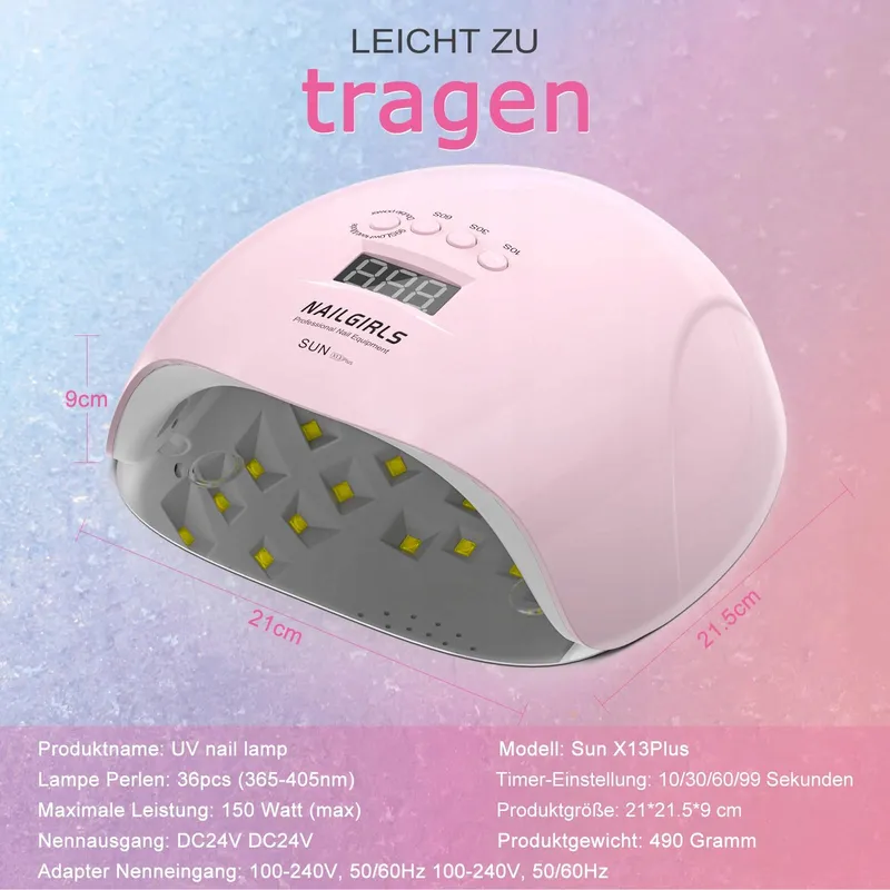 NAILGIRLS UV LED Lamp 150W Voor Gelnagels Sensor LCD — foto 2