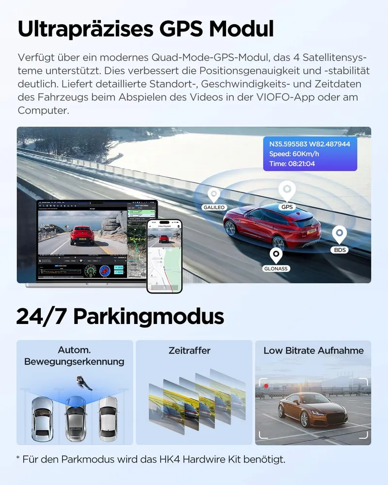 VIOFO A229 Plus 2K Dual Dashcam Voor Achter GPS WiFi Nachtzicht — foto 6