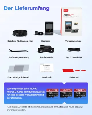 VIOFO A229 Plus 2K Dual Dashcam Voor Achter GPS WiFi Nachtzicht — miniatuur 8