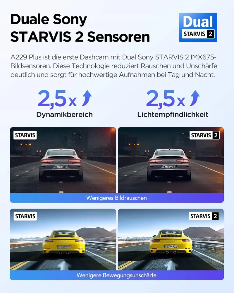 VIOFO A229 Plus 2K Dual Dashcam Voor Achter GPS WiFi Nachtzicht — foto 3