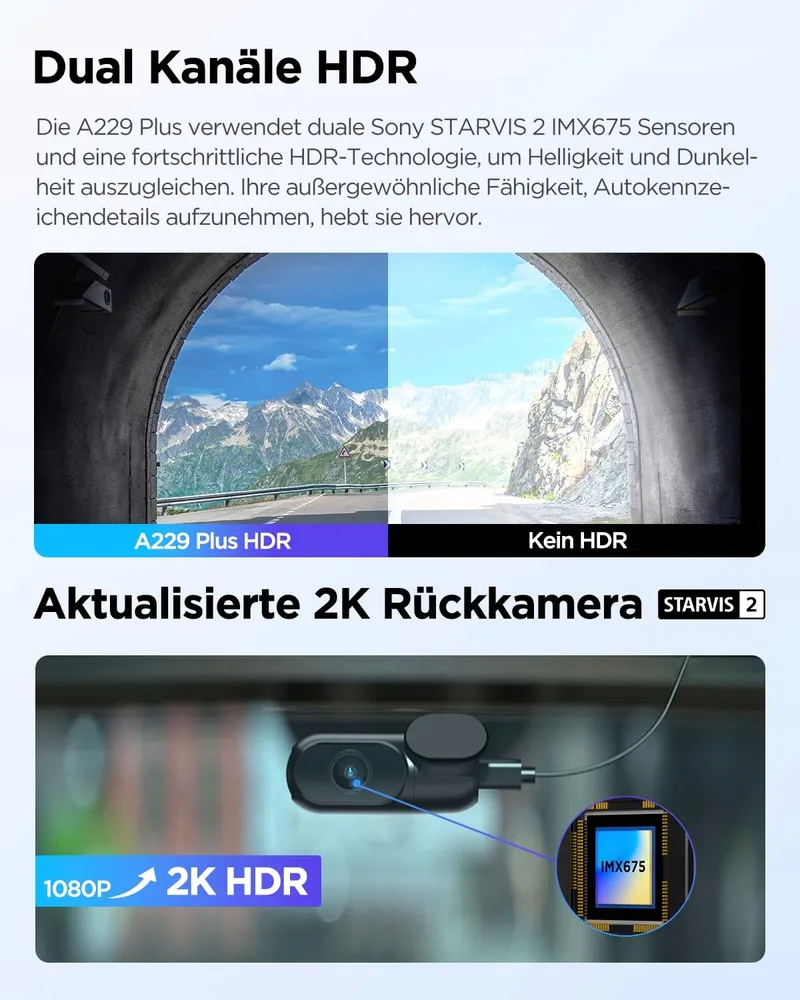 VIOFO A229 Plus 2K Dual Dashcam Voor Achter GPS WiFi Nachtzicht — foto 4