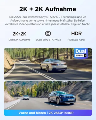 VIOFO A229 Plus 2K Dual Dashcam Voor Achter GPS WiFi Nachtzicht — miniatuur 2