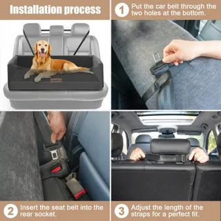 PAWBOSE Hondenautostoel Voor Grote Honden Tot 45kg Grijs Reisbed — miniatuur 5