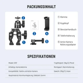 NEEWER Superklem met Kogelkop Houder Telefoon GoPro DJI iPhone 15 — miniatuur 8