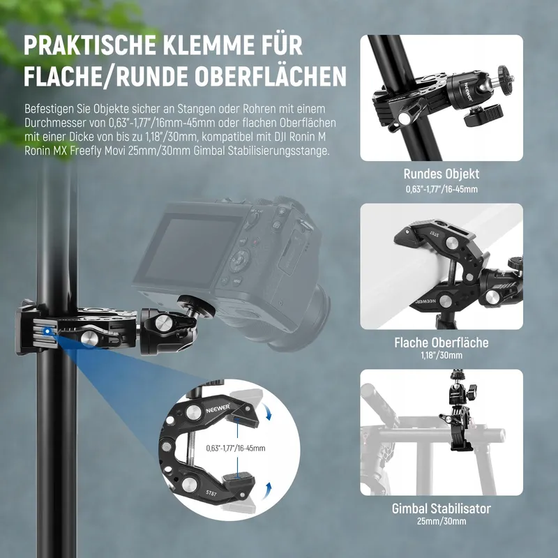 NEEWER Superklem met Kogelkop Houder Telefoon GoPro DJI iPhone 15 — foto 2