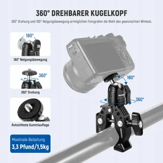 NEEWER Superklem met Kogelkop Houder Telefoon GoPro DJI iPhone 15 — miniatuur 3