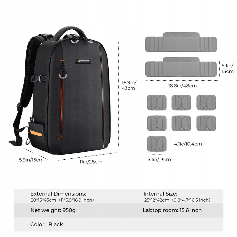 K&F CONCEPT Waterdichte Fotorugzak Camera Laptop — foto 9