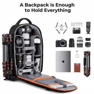 K&F CONCEPT Waterdichte Fotorugzak Camera Laptop — miniatuur 2