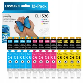 LOSMANN CLI-526 Cartridges Canon PIXMA MG iP MX iX 12 Stuks — miniatuur 1