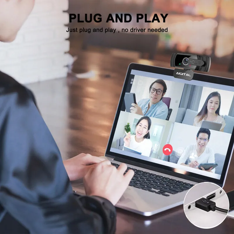 aigolink Webcam 1080P Microfoon Statief Laptop PC Streaming — foto 6