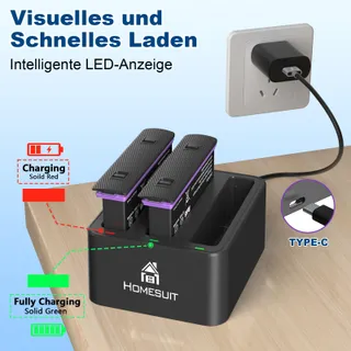 HOMESUIT Accuset 2500mAh en USB Oplader voor X4 — miniatuur 5