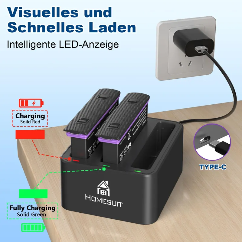HOMESUIT Accuset 2500mAh en USB Oplader voor X4 — foto 5