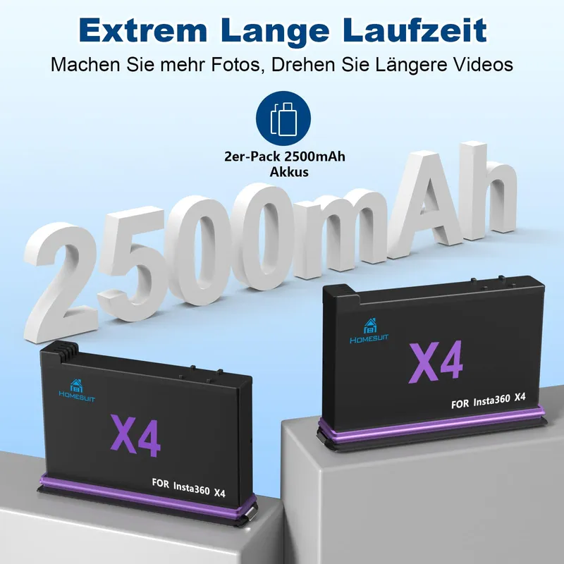 HOMESUIT Accuset 2500mAh en USB Oplader voor X4 — foto 3