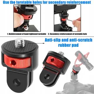 BEGPOEE Statiefadapter 360° 2 Stuks GoPro Sjcam Rood — miniatuur 4