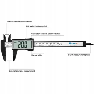 KYNUP Digitale Schuifmaat LCD 150mm mm/Inch Licht — miniatuur 1