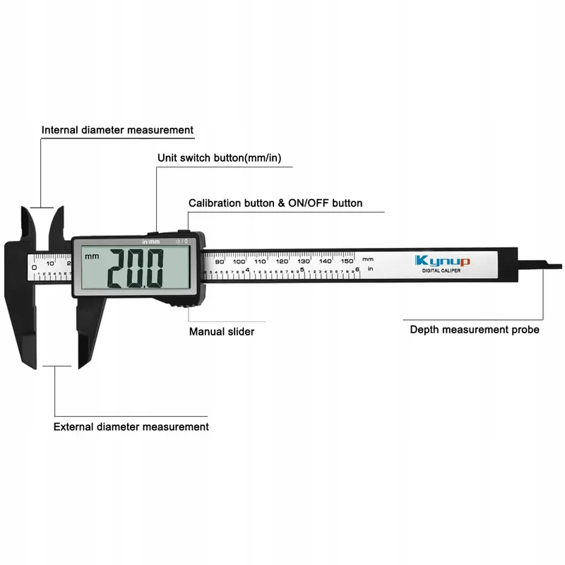 KYNUP Digitale Schuifmaat LCD 150mm mm/Inch Licht — foto 1