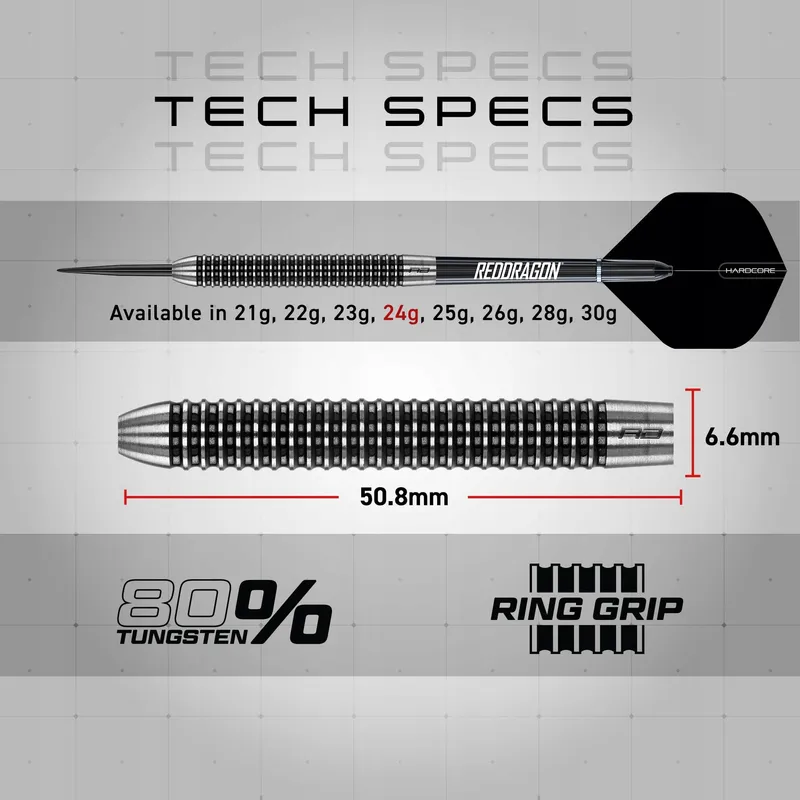 RED DRAGON Professionele Steeltip Darts 24g Tungsten Flights Schachten — foto 4