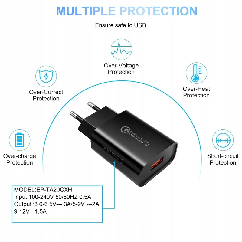 JUPPTELECTRONICS USB Snellader 18W QC 3.0 2 Stuks iPhone — foto 6