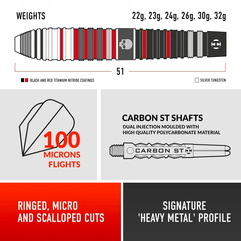 HARROWS Ryan Searle Heavy Metal Dartset 90% Tungsten 22g — foto 4