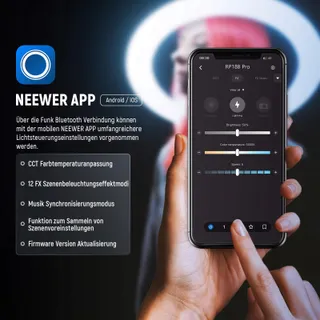 NEEWER Professionele Ringlamp 18 Inch 45W Statief Telefoonhouder App — miniatuur 5