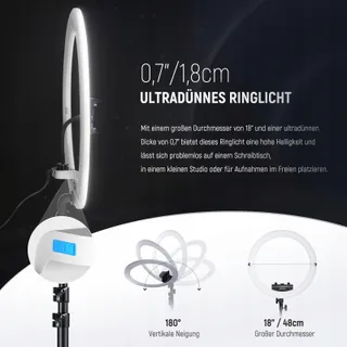 NEEWER Professionele Ringlamp 18 Inch 45W Statief Telefoonhouder App — miniatuur 2