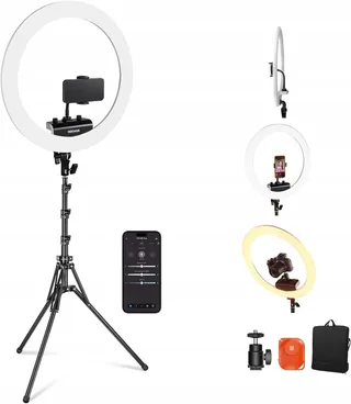 NEEWER Professionele Ringlamp 18 Inch 45W Statief Telefoonhouder App — miniatuur 1
