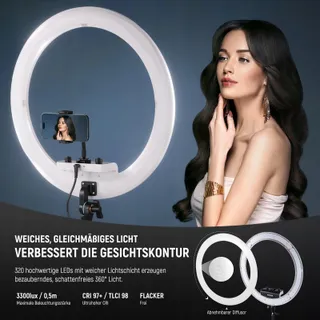 NEEWER Professionele Ringlamp 18 Inch 45W Statief Telefoonhouder App — miniatuur 3