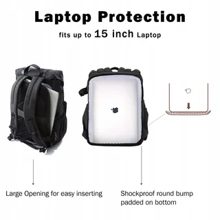 BAGSMART Camerarugzak DSLR Waterdicht Laptop 15 Inch Zwart — miniatuur 5