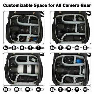 BAGSMART Camerarugzak DSLR Waterdicht Laptop 15 Inch Zwart — miniatuur 3