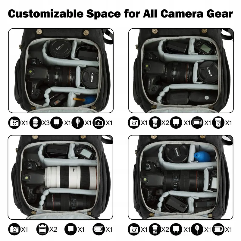 BAGSMART Camerarugzak DSLR Waterdicht Laptop 15 Inch Zwart — foto 3