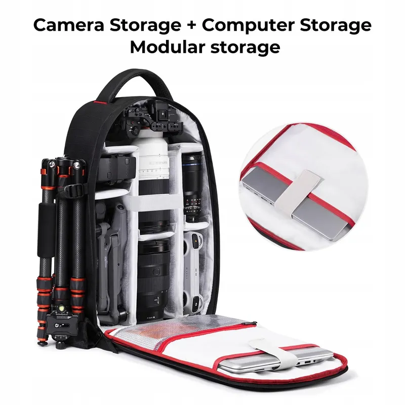 K&F CONCEPT Camerarugzak Waterdicht Laptop Zwart — foto 3