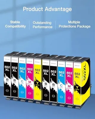 GPC IMAGE Inktset 502XL voor Epson WF XP 10 Stuks — miniatuur 5
