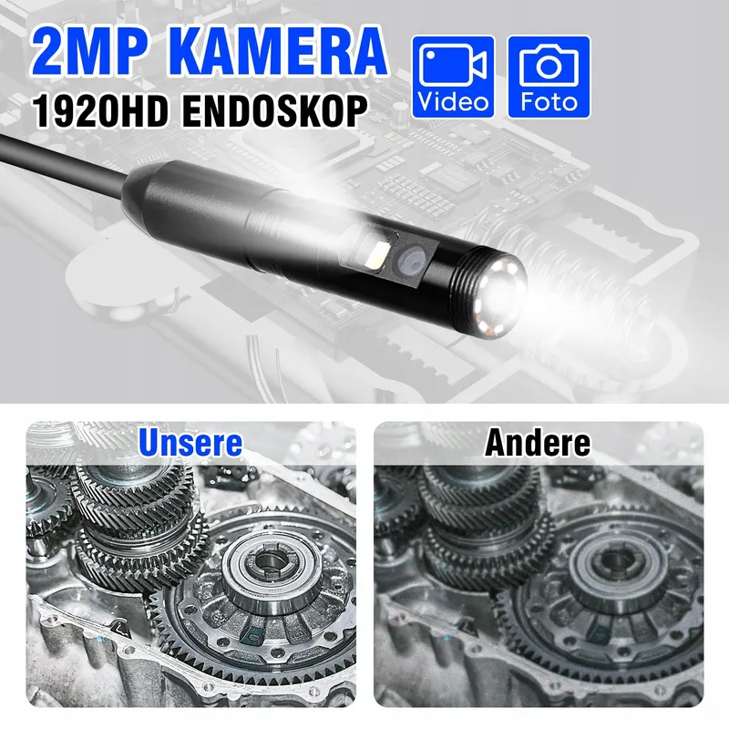 WADEO Endoscoopcamera Dual Lens 1920P HD LED IP67 Android iOS 5m — foto 2