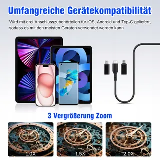 WADEO Endoscoopcamera Dual Lens 1920P HD LED IP67 Android iOS 5m — miniatuur 7