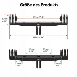 HSU Aluminium Dubbele Houder GoPro Media Mod Waterdichte Behuizing — miniatuur 5