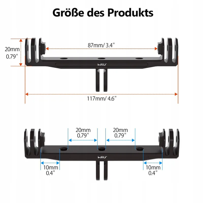 HSU Aluminium Dubbele Houder GoPro Media Mod Waterdichte Behuizing — foto 5