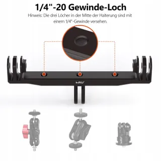 HSU Aluminium Dubbele Houder GoPro Media Mod Waterdichte Behuizing — miniatuur 4