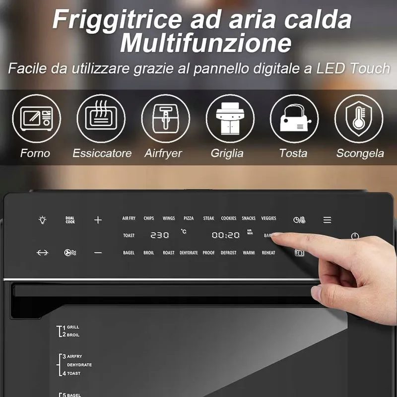 BAKAJI Airfryer 30L 1800W Touchscreen — foto 5