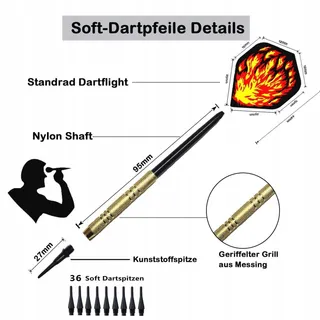 SINWIND 12 Softtip Darts voor Elektronisch Dartbord 36 Flights — miniatuur 3